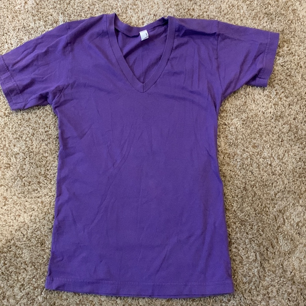 American Apparel purple deep V Tee. Unisex XS